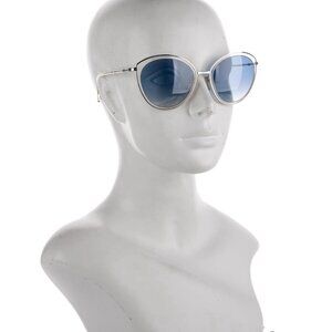 Escada Authentic Cat Eye Blue Lens Silver Frame Sunglasses #58